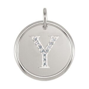 1/20 Ctw G-H, I1 Diamond Initial 17mm 14k White Gold Pendant Letter Y